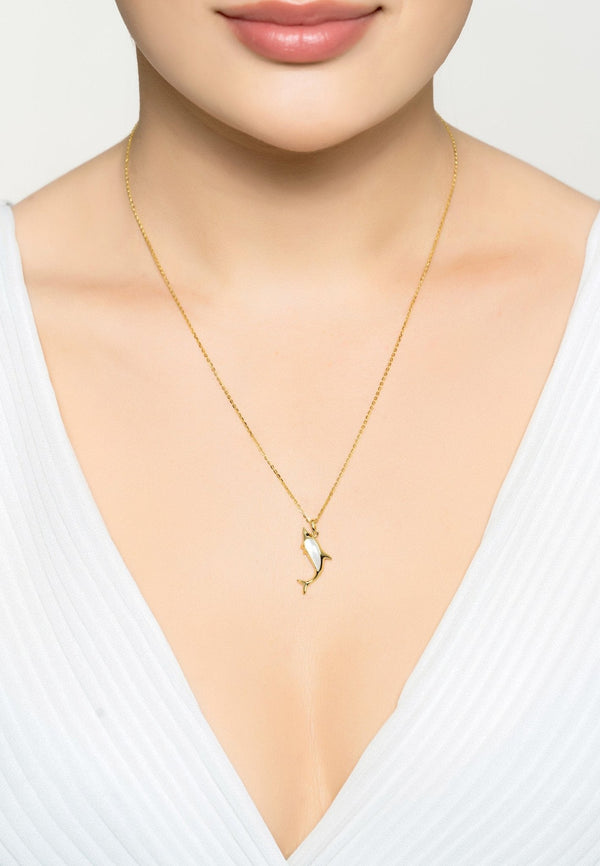 Dolphin Pearl Necklace Gold