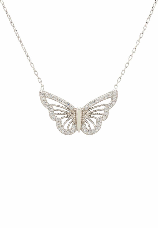 Filigree Butterfly Necklace Silver
