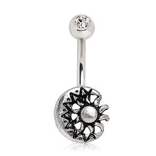 316L Stainless Steel Sun and Moon Navel Ring