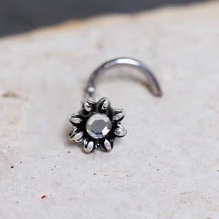 Jeweled Flower Nose Screw Ring