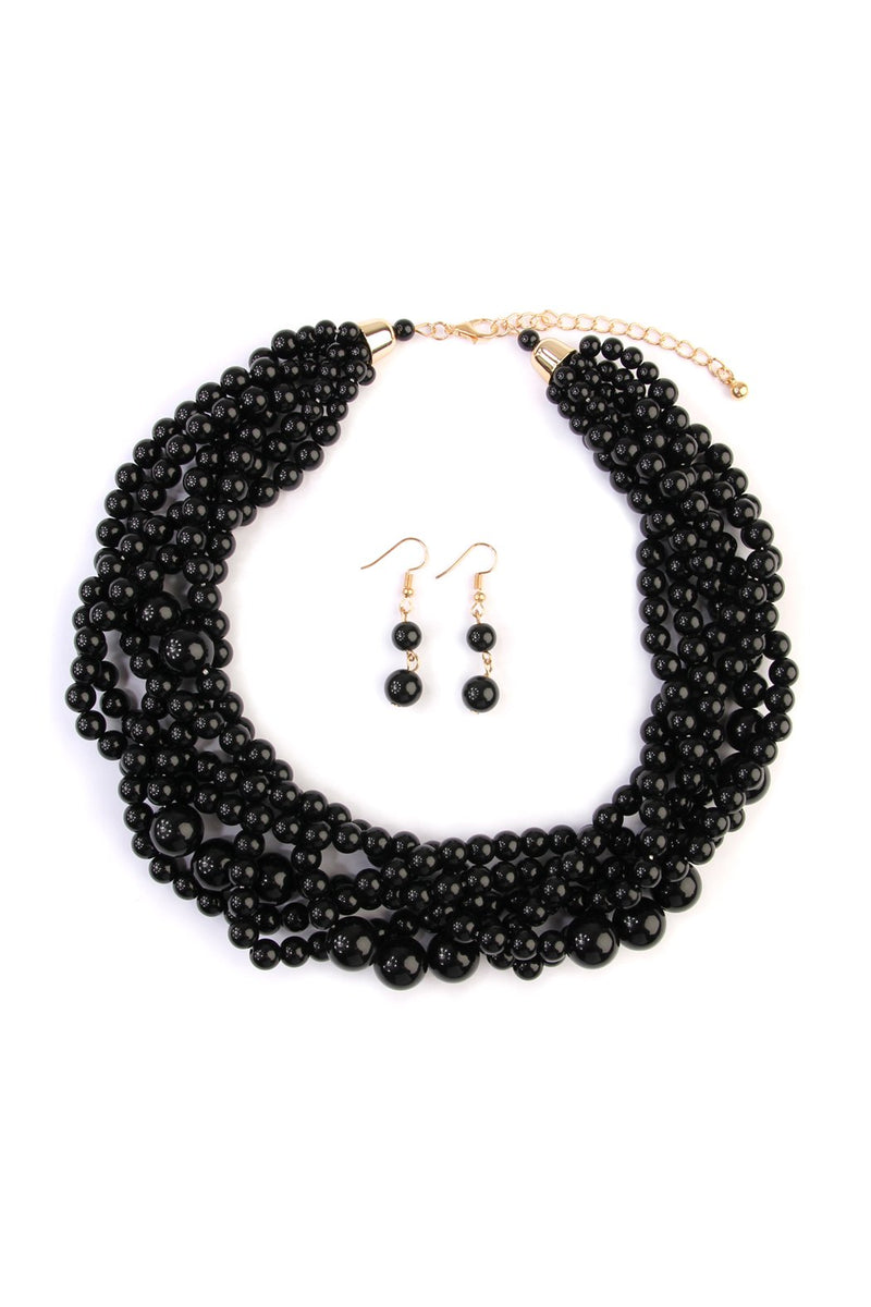 Hdn2162 - Multi Strand Bubble Choker Necklace and Earring Set