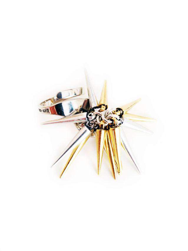 Gold and Silver Spike Ring.
